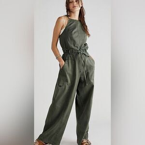Free People Hearts Run Free Denim Jumpsuit